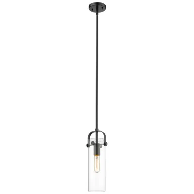 Innovations Lighting Pilaster 5" Wide Matte Black Mini Pendant W/ Clear Shade