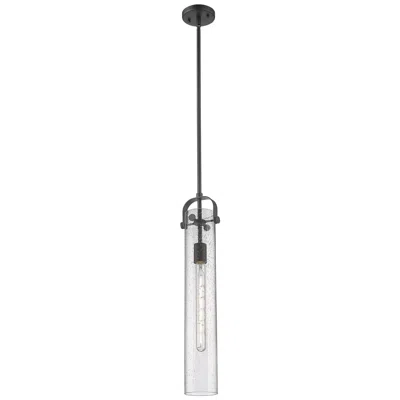 Innovations Lighting Pilaster 5" Wide Stem Hung Matte Black Pendant With Seedy Shade
