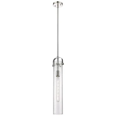 Innovations Lighting Pilaster 5" Wide Stem Hung Polished Nickel Pendant With Seedy Shade