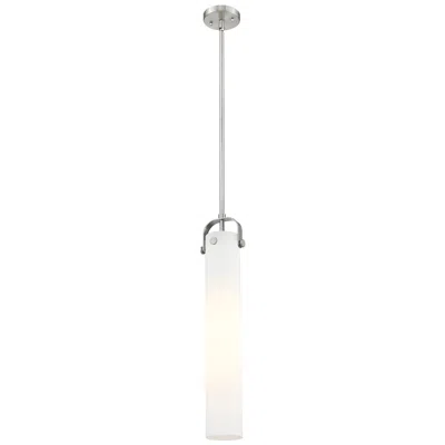 Innovations Lighting Pilaster 5" Wide Stem Hung Satin Nickel Pendant With White Shade