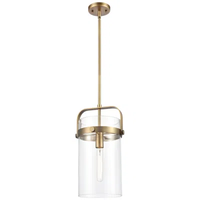 Innovations Lighting Pilaster 9 1/4" Brass And Clear Glass Led Pendant