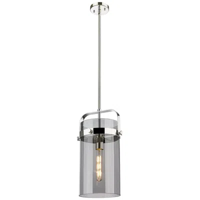 Innovations Lighting Pilaster 9.38" Wide Stem Hung Polished Nickel Pendant With Smoke Shade