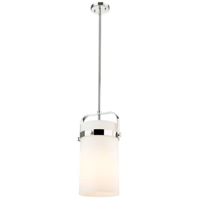 Innovations Lighting Pilaster 9.38" Wide Stem Hung Polished Nickel Pendant With White Shade