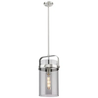 Innovations Lighting Pilaster 9.38" Wide Stem Hung Satin Nickel Pendant With Smoke Shade