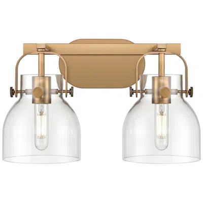 Innovations Lighting Pilaster Ii Bell 17" Wide 2 Light Brushed Brass Bath Light With Clear