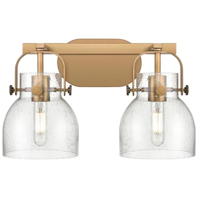 Innovations Lighting Pilaster Ii Bell 17" Wide 2 Light Brushed Brass Bath Light With Seedy