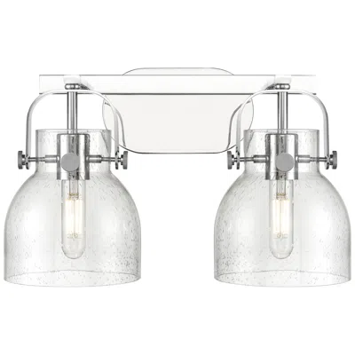 Innovations Lighting Pilaster Ii Bell 17" Wide 2 Light Chrome Bath Light With Seedy Shade