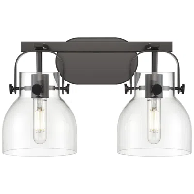 Innovations Lighting Pilaster Ii Bell 17" Wide 2 Light Matte Black Bath Light With Clear Sh