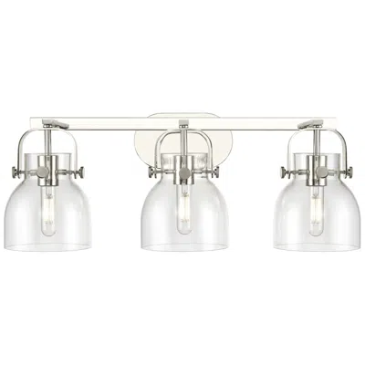 Innovations Lighting Pilaster Ii Bell 26.5"w 3 Light Polished Nickel Bath Light W/ Clear Sh