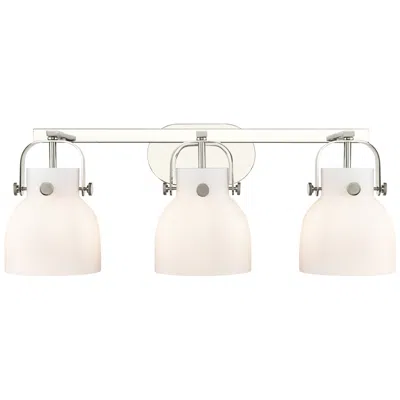 Innovations Lighting Pilaster Ii Bell 26.5"w 3 Light Polished Nickel Bath Light W/ White Sh
