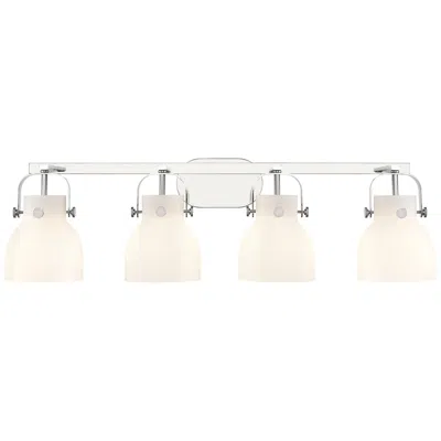 Innovations Lighting Pilaster Ii Bell 36.5"w 4 Light Polished Chrome Bath Light W/ White Sh
