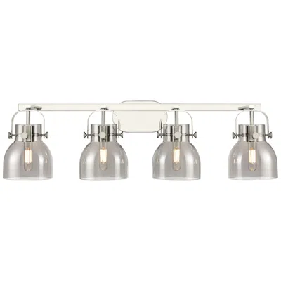 Innovations Lighting Pilaster Ii Bell 36.5"w 4 Light Polished Nickel Bath Light W/ Smoke Sh