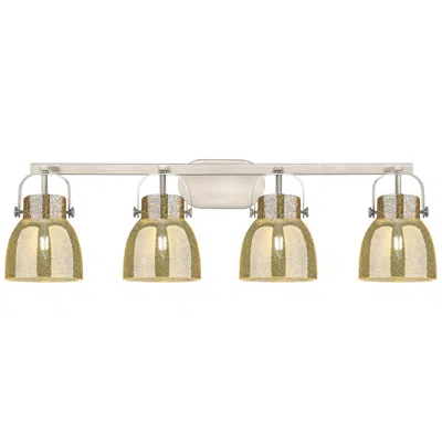 Innovations Lighting Pilaster Ii Bell 36.5"w 4 Light Satin Bath Light W/ Mercury Shade