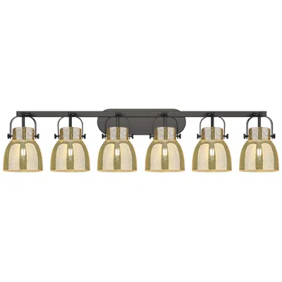 Innovations Lighting Pilaster Ii Bell 45.5"w 6 Light Black Bath Light W/ Mercury Shade
