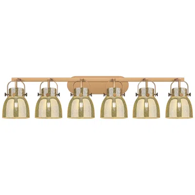 Innovations Lighting Pilaster Ii Bell 45.5"w 6 Light Brass Bath Light W/ Mercury Shade