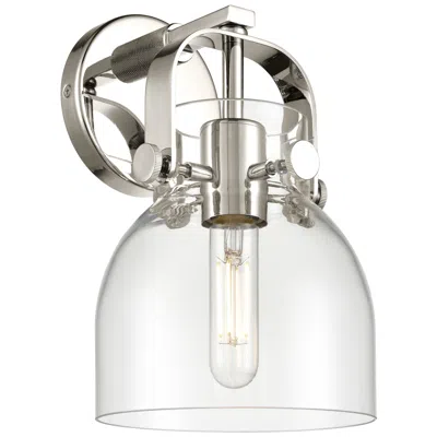 Innovations Lighting Pilaster Ii Bell 9.75" High Polished Nickel Sconce With Clear Glass Sh