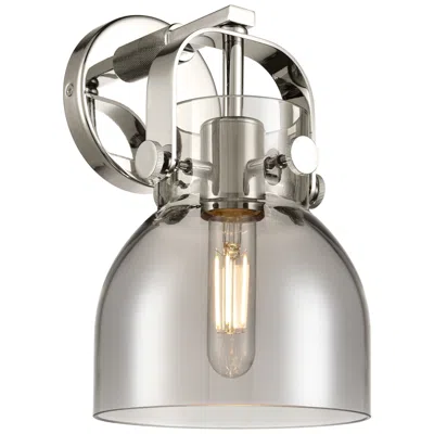Innovations Lighting Pilaster Ii Bell 9.75" High Polished Nickel Sconce With Plated Smoke S