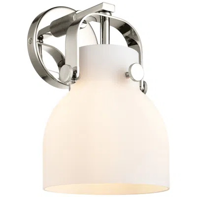 Innovations Lighting Pilaster Ii Bell 9.75" High Polished Nickel Sconce With White Shade