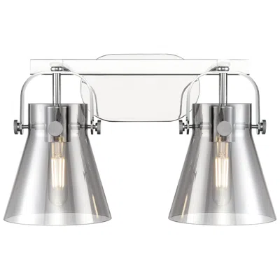 Innovations Lighting Pilaster Ii Cone 17" Wide 2 Light Chrome Bath Light With Smoke Shade