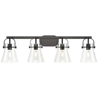 Innovations Lighting Pilaster Ii Cone 36.5" Wide 4 Light Matte Black Bath Light With Clear