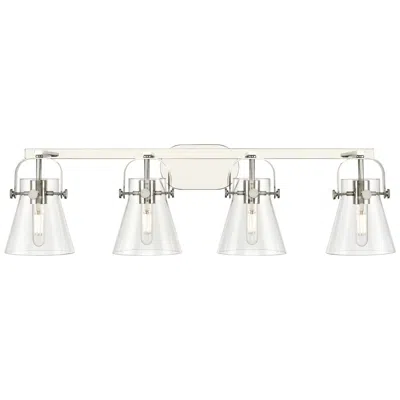 Innovations Lighting Pilaster Ii Cone 36.5"w 4 Light Polished Nickel Bath Light W/ Clear Sh