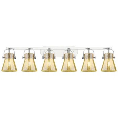 Innovations Lighting Pilaster Ii Cone 45.5"w 6 Light Chrome Bath Light W/ Mercury Shade