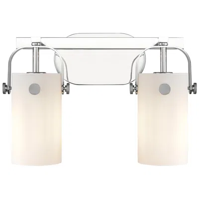 Innovations Lighting Pilaster Ii Cylinder 15" Wide 2 Light Chrome Bath Light With White Sha