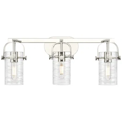 Innovations Lighting Pilaster Ii Cylinder 25"w 3 Light Polished Nickel Bath Light W/ Swirl
