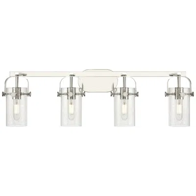 Innovations Lighting Pilaster Ii Cylinder 35"w 4 Light Polished Nickel Bath Light W/ Seedy