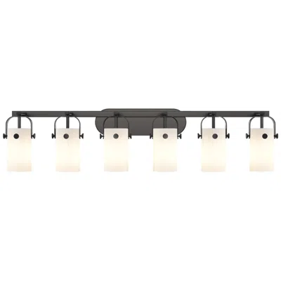 Innovations Lighting Pilaster Ii Cylinder 44" Wide 6 Light Matte Black Bath Light W/ White