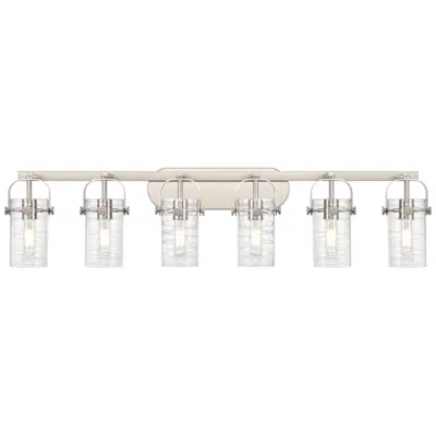 Innovations Lighting Pilaster Ii Cylinder 44"w 6 Light Satin Nickel Bath Light W/ Swirl Sha