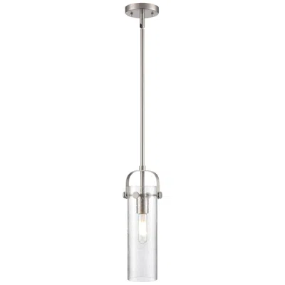 Innovations Lighting Pilaster Ii Cylinder 5" Wide Stem Hung Satin Nickel Pendant W/ Seedy S