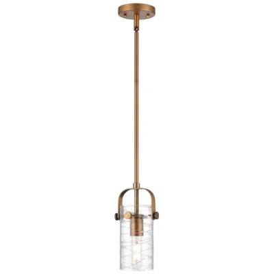Innovations Lighting Pilaster Ii Cylinder 5"w Brushed Brass Stemmed Pendant W/ Deco Swirl S