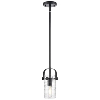 Innovations Lighting Pilaster Ii Cylinder 5"w Matte Black Stem Hung Pendant W/ Deco Swirl S
