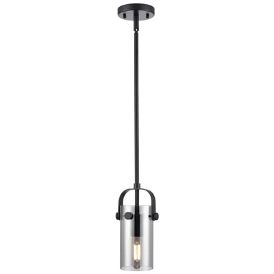 Innovations Lighting Pilaster Ii Cylinder 5"w Matte Black Stemmed Pendant W/ Plated Smoke S