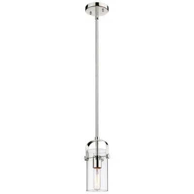 Innovations Lighting Pilaster Ii Cylinder 5"w Polished Nickel Stem Hung Pendant With Clear