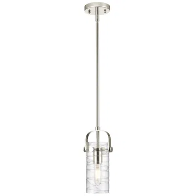 Innovations Lighting Pilaster Ii Cylinder 5"w Polished Nickel Stemmed Pendant W/ Swirl Shad