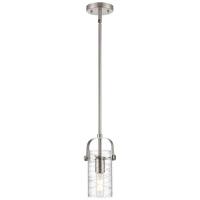 Innovations Lighting Pilaster Ii Cylinder 5"w Satin Nickel And Swirl Glass Mini Pendant