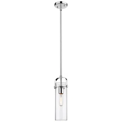 Innovations Lighting Pilaster Ii Cylinder 5"w Stem Hung Polished Chrome Pendant W/ Clear Sh