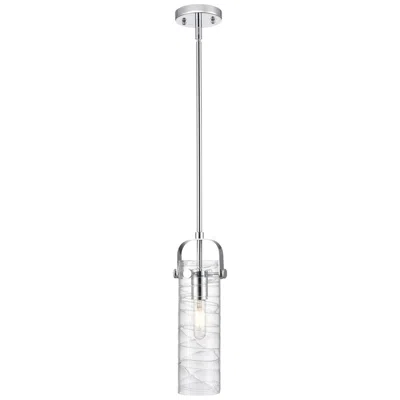 Innovations Lighting Pilaster Ii Cylinder 5"w Stem Hung Polished Chrome Pendant W/ Swirl Sh