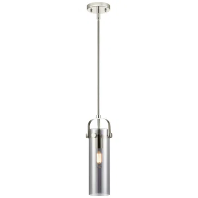 Innovations Lighting Pilaster Ii Cylinder 5"w Stem Hung Polished Nickel Pendant W/ Smoke Sh