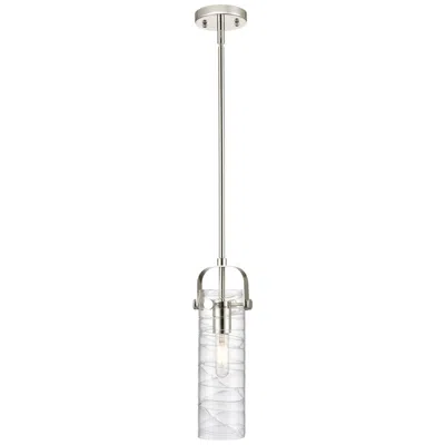 Innovations Lighting Pilaster Ii Cylinder 5"w Stem Hung Polished Nickel Pendant W/ Swirl Sh