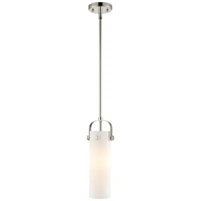 Innovations Lighting Pilaster Ii Cylinder 5"w Stem Hung Polished Nickel Pendant W/ White Sh