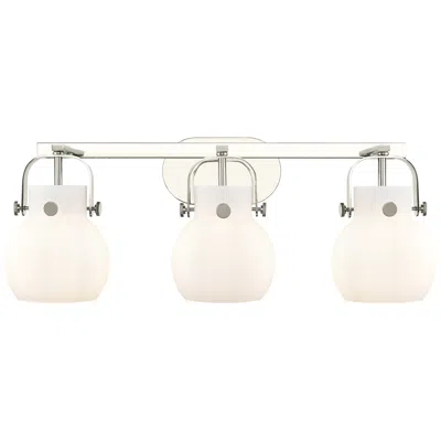 Innovations Lighting Pilaster Ii Sphere 26.5"w 3 Light Polished Nickel Bath Light W/ White In Neutral