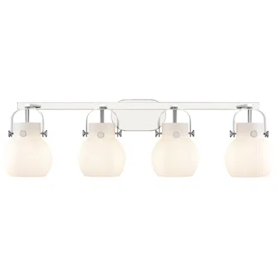 Innovations Lighting Pilaster Ii Sphere 36.5"w 4 Light Polished Chrome Bath Light W/ White
