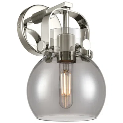 Innovations Lighting Pilaster Ii Sphere 9.75" High Polished Nickel Sconce W/ Plated Smoke S