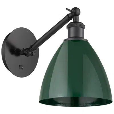Innovations Lighting Plymouth 9 1/2" High Matte Black With Green Wall Sconce