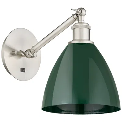 Innovations Lighting Plymouth 9 1/2"h Brushed Satin Nickel And Green Wall Sconce