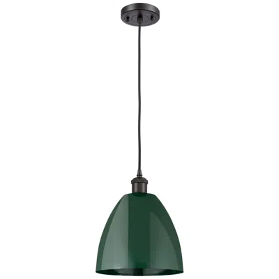 Innovations Lighting Plymouth 9"w Oil-rubbed Bronze Mini Pendant W/ Green Shade