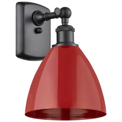 Innovations Lighting Plymouth Dome 10.75" High Matte Black Sconce W/ Red Shade